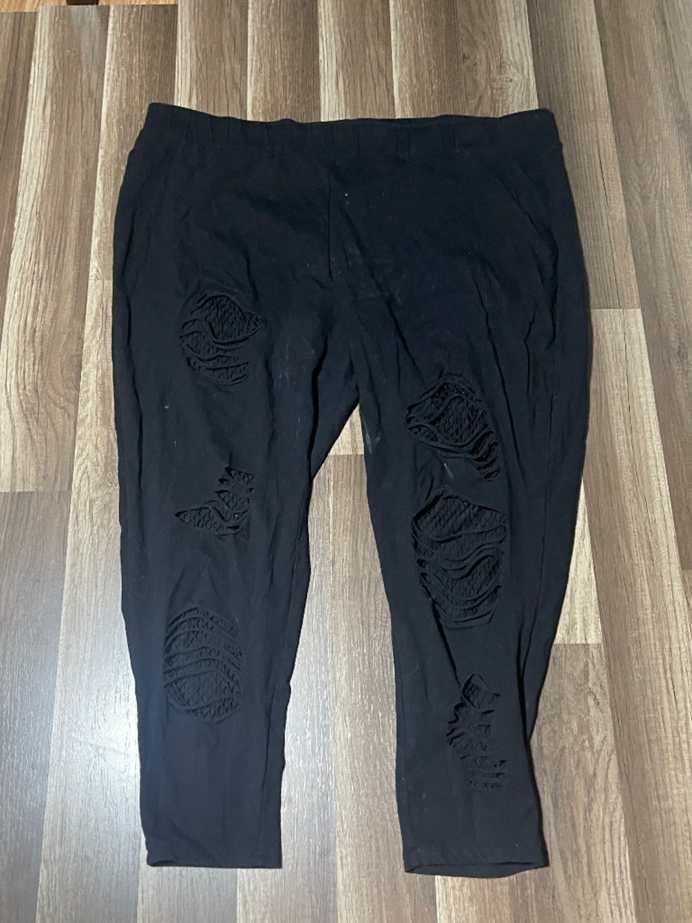 Torrid Black Leggings with distressed intentional holes with fishnet Size 5